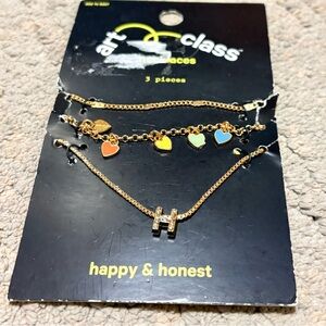 Art Class Gold Necklace Set with Colorful Charms